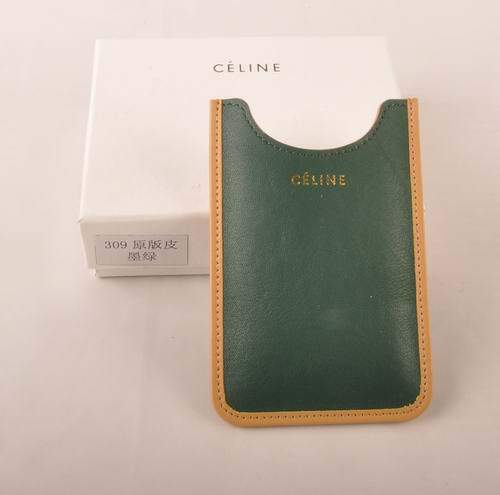 Celine Iphone Case - Celine 309 Green Original Leather - Click Image to Close
